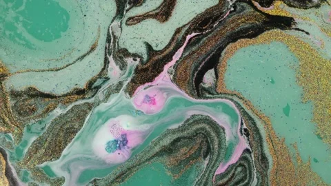 Mixing paints with glitter. Bath bomb in water close-up. Soap ball dissolving 스톡 동영상 166314285
