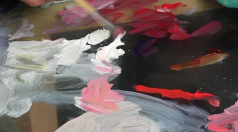 Mixing pink paint Vidéo 8548266