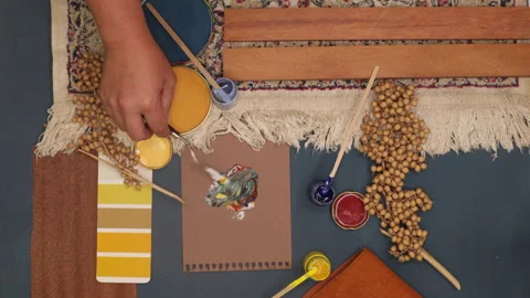 Mixing process of acrylic paints for interior decoration interior view, color pa Vídeo Stock 282114857