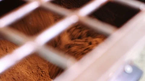 Mixing roasted coffee close up Stock Footage 52314049