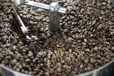 Mixing roasted coffee Stock Photos
