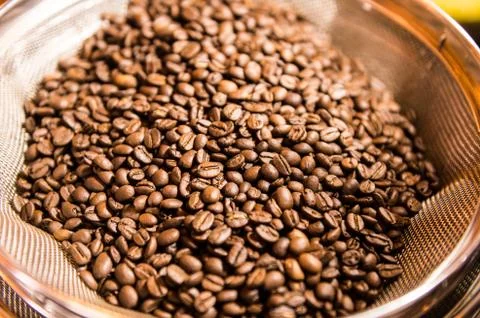 Mixing roasted coffee Stock Photos