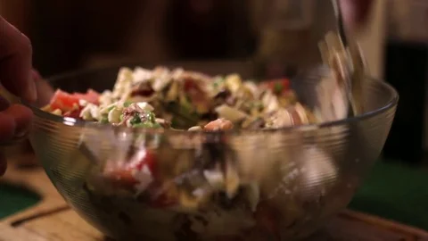 Mixing Salad close up Stock Footage 80991475