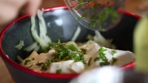 Mixing a salad Stock Footage 45495118