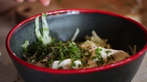 Mixing a salad Stock Footage 45495246