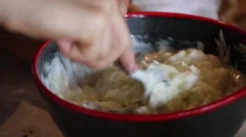 Mixing a salad Stock Footage 45495299
