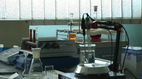 Mixing of solution in a laboratory Stock Footage 22225263