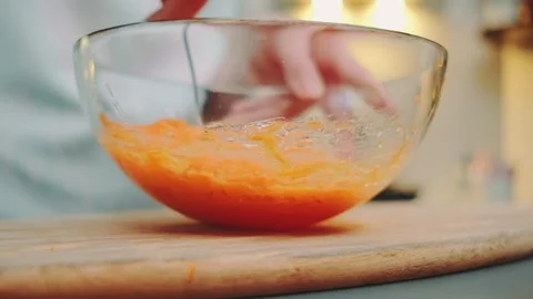 Mixing with a spoon the mass for muffins Stock-Footage 252445636