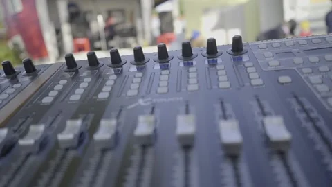 Mixing Table With Band in Background Stock Footage 203918054