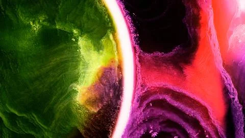 Mixing various colored alcohol inks in a close-up view Stock Illustration