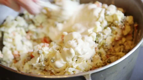 Mixing vegetable salad Stock Footage 41301228