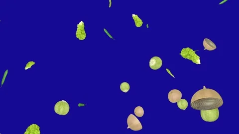 Mixing Vegetables fall down on blue screen background Stock-Footage 322893476