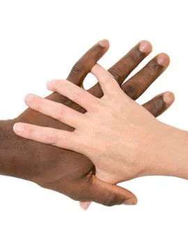 Mixity - Two joint hands symbolizing diversity Stock Photos