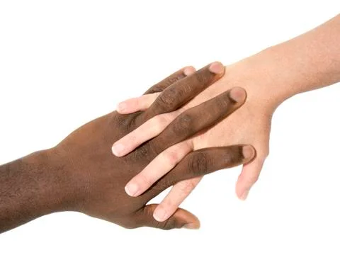 Mixity - Two joint hands symbolizing diversity Stock Photos