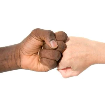 Mixity - Two joint hands symbolizing diversity Stock Photos