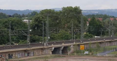 Mixt Wagons Cargo Train Passing German Railroad Freight Shipping International Stock-Footage 43797517