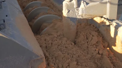 Mixture and laying of a sand layer on a road section, technology, sand Stock Footage 300870647