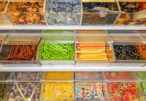 A mixture of colorful sugar candy sweets Stock Photos