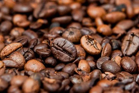 Mixture of different kinds of coffee beans. Coffee Background Stock Photos
