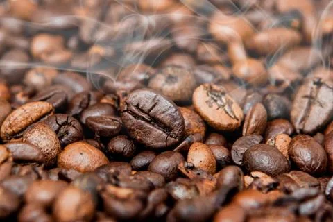 Mixture of different kinds of coffee beans. Coffee Background Stock Photos
