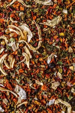 A mixture of different spices close up. Textures of colorful spices and condi Stock Photos