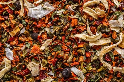 A mixture of different spices close up. Textures of colorful spices and condi Stock Photos