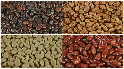 Mixture of dried beans background rotation split screen 4k Video stock 53210352