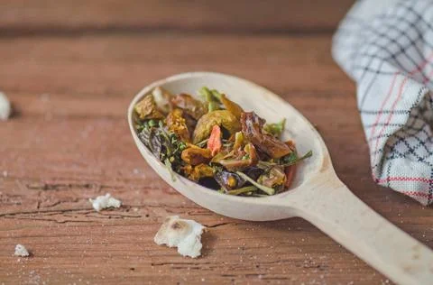 Mixture of dried vegetables 库存照片