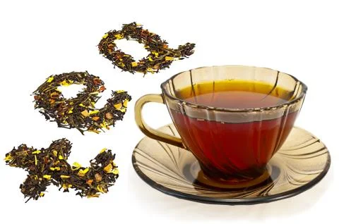 Mixture of dry tea from a cup Stock Photos