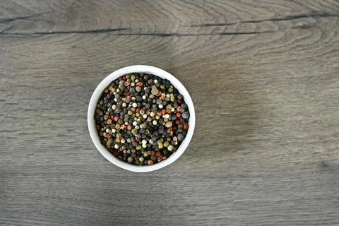 A mixture of pepper varieties with peas Stock Photos