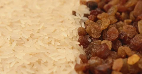 Mixture of rice and raisins Stock Footage 95503258
