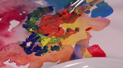 Mixture of several colors gouache Stock Footage 54134206