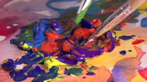 Mixture of several colors gouache Video stock 54136289