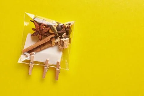 A mixture of spices for making mulled wine. Preparation of a hot alcoholic .. Stock Photos