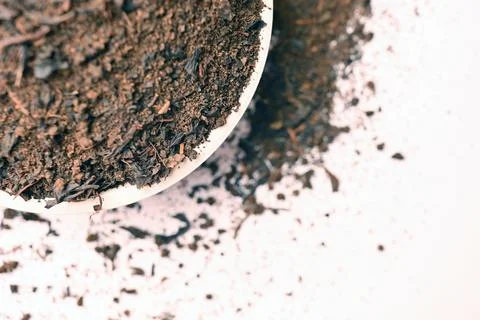 Mixture Tea Powder in Spoon, Top View Macro Food Photograph with Negative S.. Stock Photos