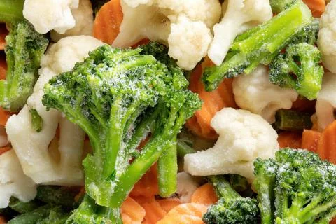 Mixture of vegetables cabbage broccoli cauliflower, frozen foods, vegetables Фото