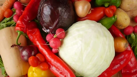 Mixture of vegetables on the table. Stock Footage 224747541