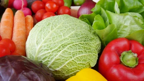 Mixture of vegetables on the table. Stock Footage 238764590