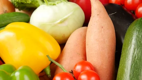 Mixture of vegetables on the table. Video stock 238889428