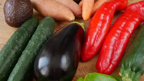 Mixture of vegetables on the table. Stock Footage 239603654