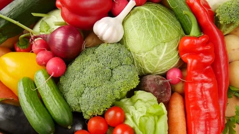Mixture of vegetables on the table. Stock Footage 239713166
