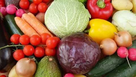 Mixture of vegetables on the table. Stock Footage 242069619
