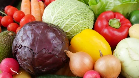 Mixture of vegetables on the table. Stock Footage 243877954