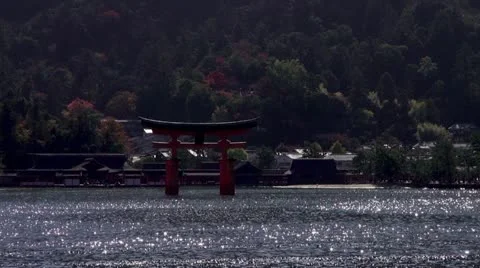 Miyajima Torii Gate From Ferry Stock Footage 21248949