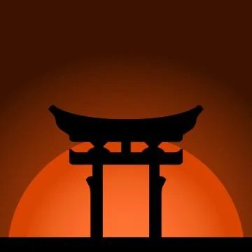 Miyajima Torii gate with sunset background Stock Illustration