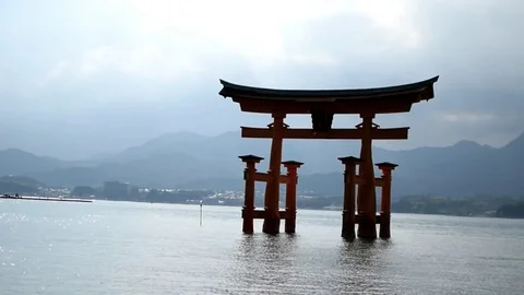 Miyajima Torii high tide Stock Footage 79275064