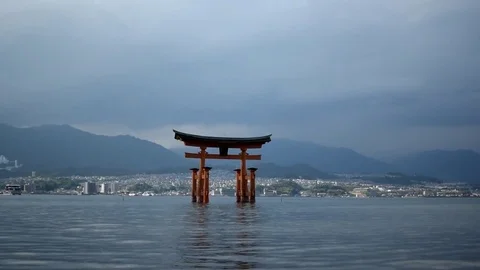 Miyajima Torii high tide Stock Footage 79275079