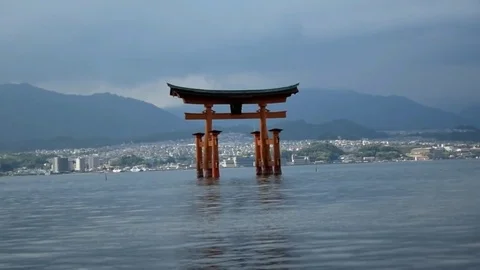 Miyajima Torii high tide Stock Footage 79275098