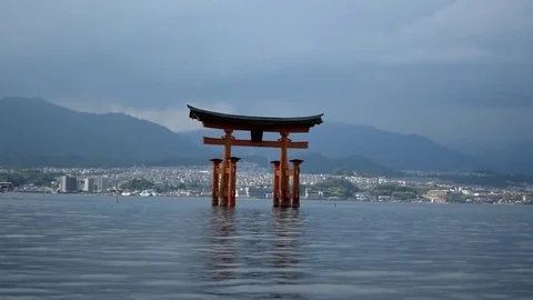 Miyajima Torii high tide Stock Footage 79275124