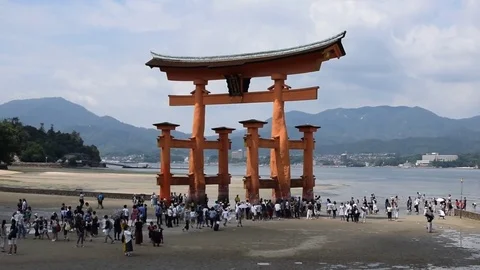 Miyajima Torii low tide Stock Footage 79271864